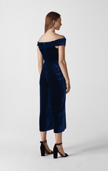 Whistles Velvet Silk Mix Jumpsuit Navy Blue