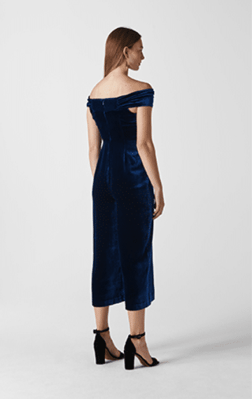 whistles blue velvet jumpsuit