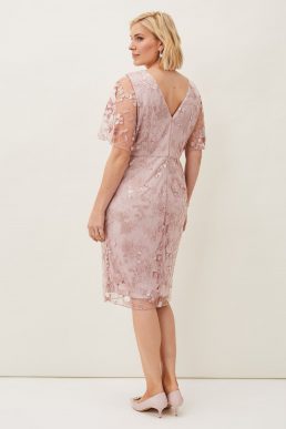 Phase Eight Harlow Sequin Lace Dress Pink