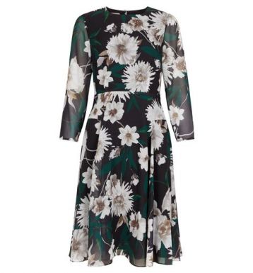 Hobbs Aurelie Floral Sleeve Dress Black Multi