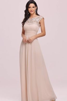 Ever Pretty Lace Open Back Ruched Bridesmaid Dress Blush Pink