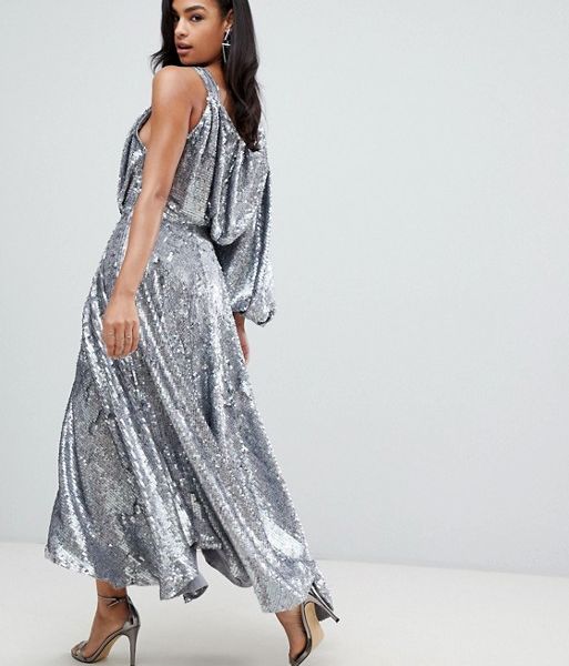 asos silver sequin dress