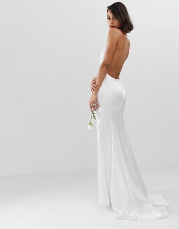 ASOS EDITION halter backless maxi wedding dress Ivory