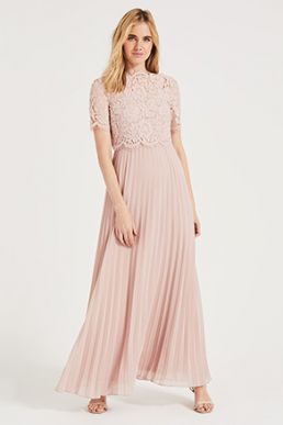 Phase Eight Elisabetta Lace Overlay Maxi Bridesmaid Dress Pink Blush