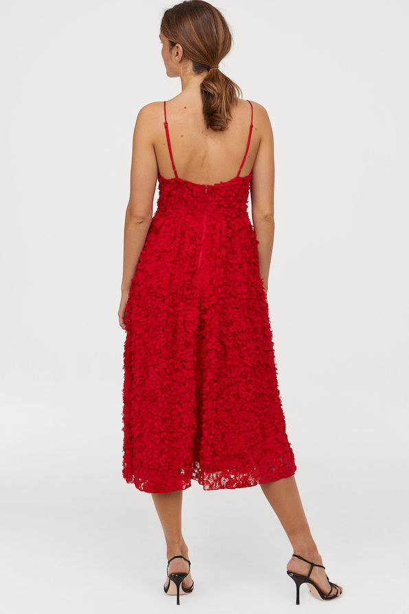 H and m red lace dress hot sale