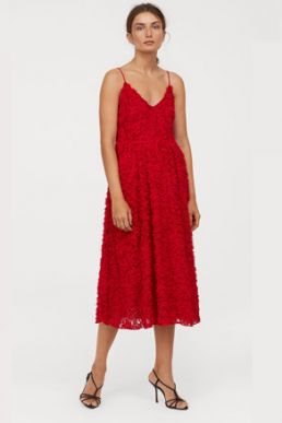 H&M Cami Strap Dress with appliqués Red