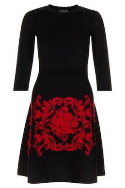 Hobbs Aliza Peint Sleeve Dress Black Red