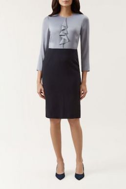 Hobbs Dania Sleeve Ruffle Shift Dress Blue Black