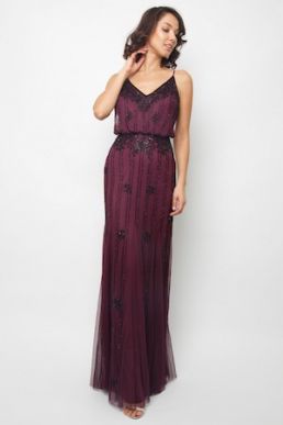Lace & Beads Keeva Maxi Dress Burgundy