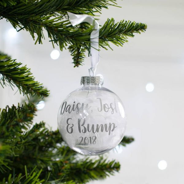 Personalised Baby Bump Christmas Bauble 