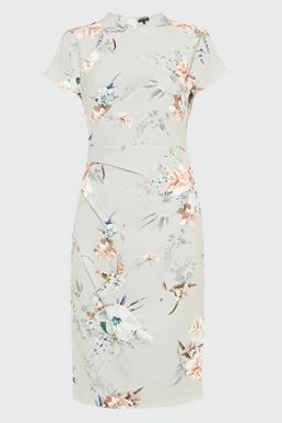 Phase Eight Ashley Floral Print Dress Pale Blue Multi