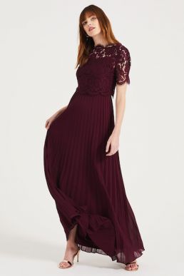 Phase Eight Elisabetta Lace Overlay Maxi Bridesmaid Dress Merlot Burgundy