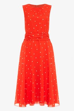 Phase Eight Fernanda Spot Dress Bright Red Orange