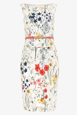 Phase Eight Jaida Floral Peplum Dress White Multi