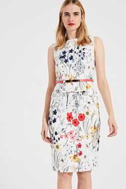 Phase Eight Jaida Floral Peplum Dress White Multi