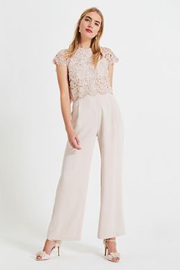 Phase Eight Katy Lace Jumpsuit Blush Light Pink Cameo