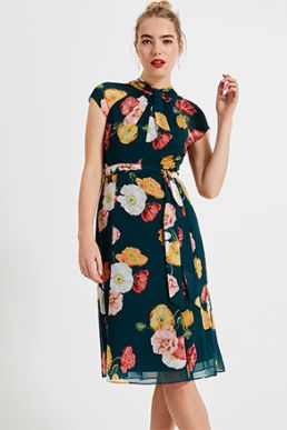 Phase Eight Laura Floral Print Dress Green Multi