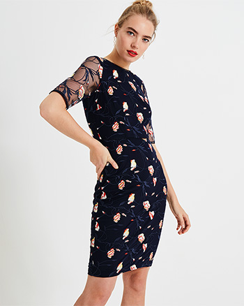 Phase Eight Mariah Embroidered Dress Navy Multi myonewedding