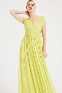 Phase Eight Marion Crinkle Maxi Dress Yellow