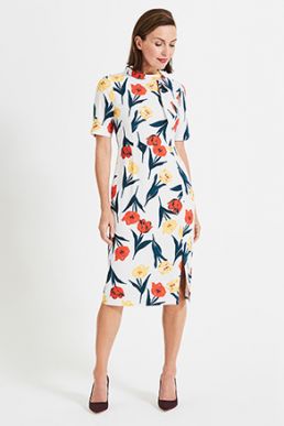 Phase Eight Melinda Floral Printed Dress White Multi