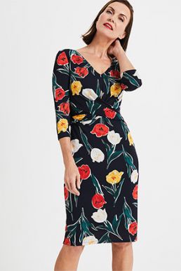 Phase Eight Nicole Printed Dress Navy Multi