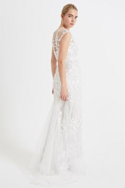 Phase Eight Peony 3D Floral Lace Wedding Dress Ivory