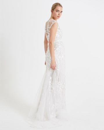 Phase Eight Peony 3D Floral Lace Wedding Dress Ivory
