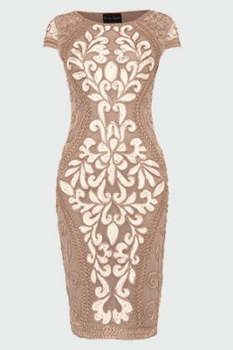 Phase Eight Perdy Tapework Dress Nuded Cream