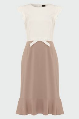 Phase Eight Stella Bow Detail Dress Ivory Nude