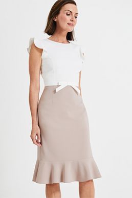 Phase Eight Stella Bow Detail Dress Ivory Nude