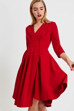 Phase Eight Tania Coat Sleeve Dress Red