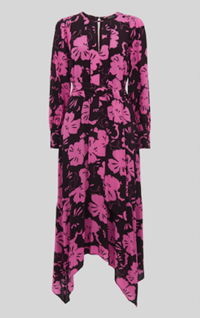 Whistles Ari Hibiscus Belted Dress Pink Black