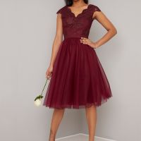 burgundy tulle bridesmaid dress