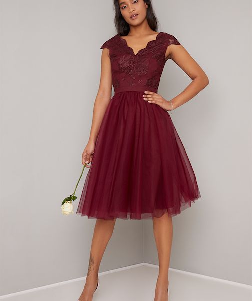 short burgundy bridesmaid dresses