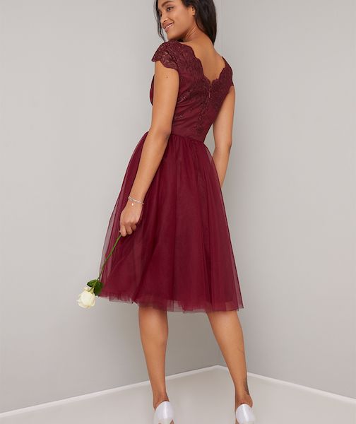 Red Tulle with Lace Dresses