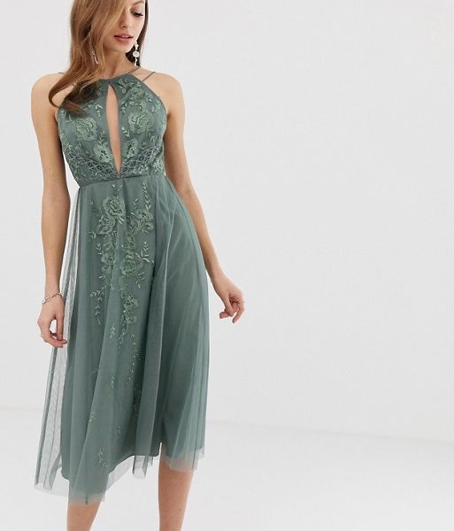 asos midi green dress