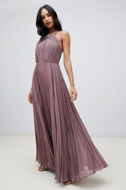 ASOS DESIGN pleated bodice halter maxi dress