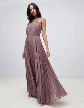 ASOS DESIGN pleated bodice halter maxi dress