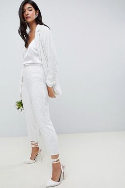 ASOS EDITION embellished trouser White