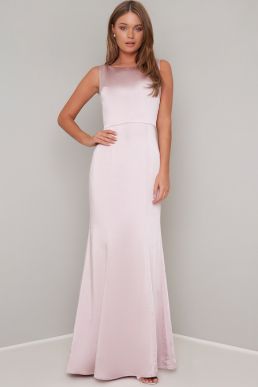 Chi Chi Ayse Lace Cowl Back Bridesmaid Maxi Dress Pink Blush