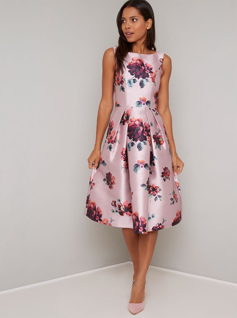Chi Chi Brynn Floral Dress, Pink/Multi - myonewedding.co.uk