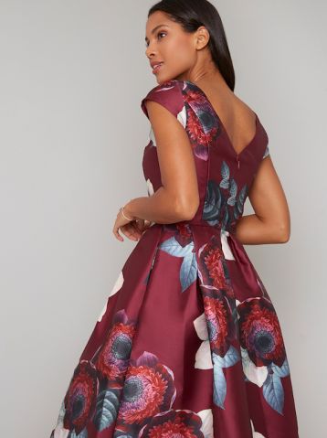 Chi Chi Karya Floral Dress, Dark Red/Multi - Image 2