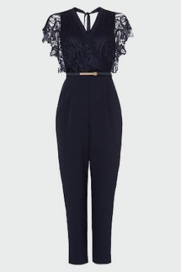 Coast Amira Lace Sleeve Jumpsuit Navy