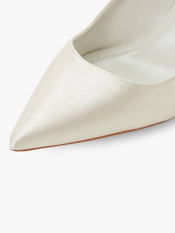 Dune Bells Jewel Heel Pointed Toe Court Shoes Ivory