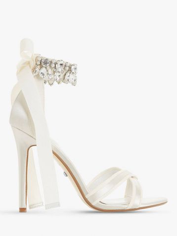 Dune Bridal Collection Mrs Crystal Ankle Tie Stiletto Sandals Ivory