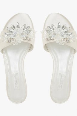 Dune Bridal Collection Newlywed Embellished Slide Sandals Ivory