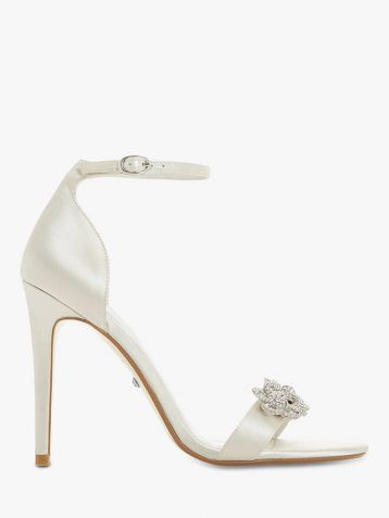 Dune Marry Me Bridal Collection Embellished Stiletto Heel Sandals Ivory Satin