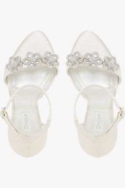 Dune Marry Me Bridal Collection Embellished Stiletto Heel Sandals Ivory Satin