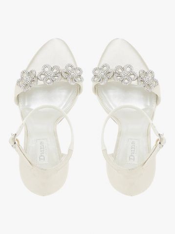 Dune Marry Me Bridal Collection Embellished Stiletto Heel Sandals Ivory Satin