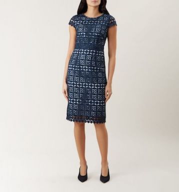 Hobbs Mabelle Lace Shift Dress Blue